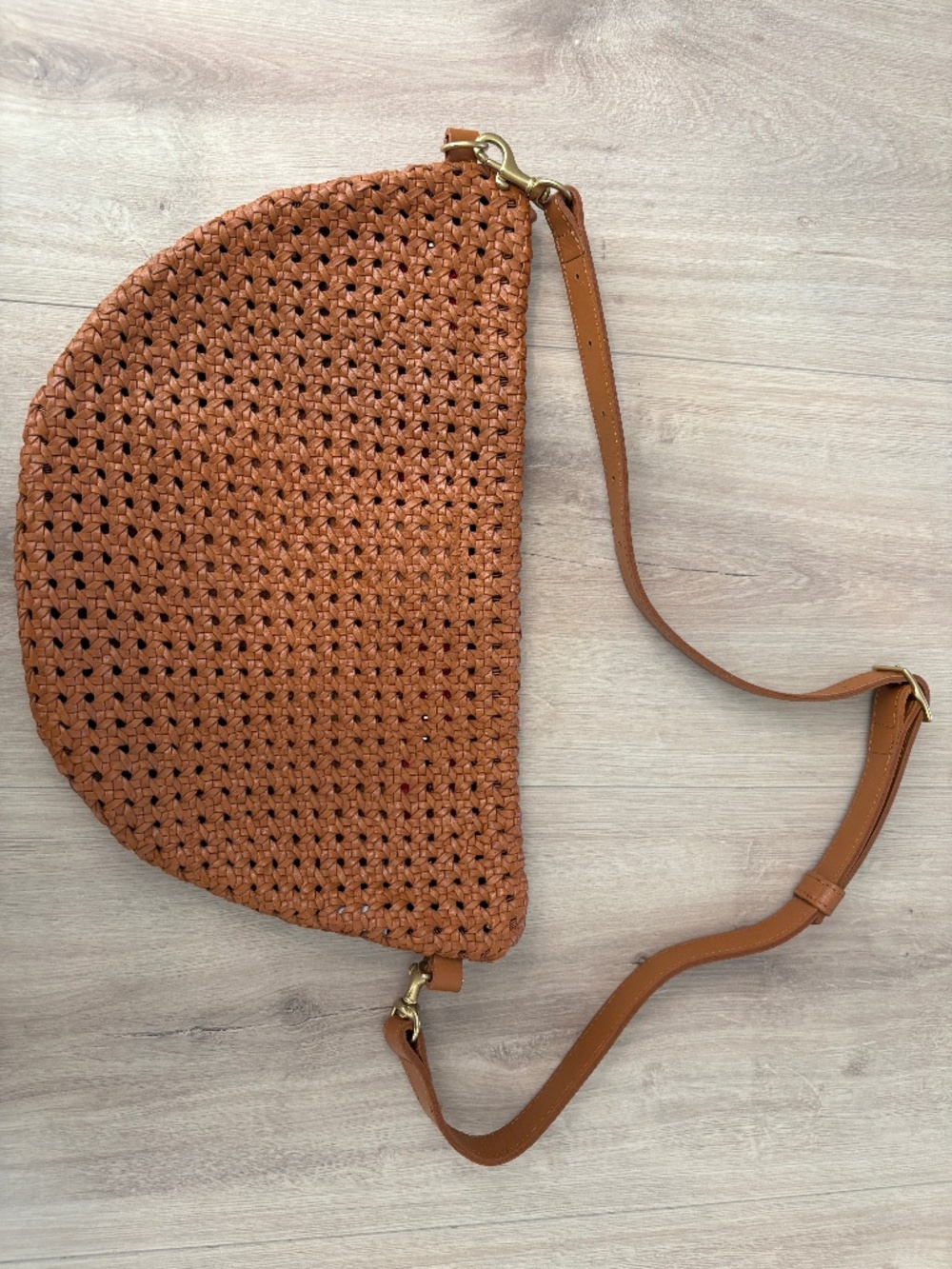 Clare V. Grande Fanny Rattan Tan Woven Leather Crossbody Belt Bag